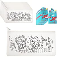 Los mejores  - Detalles para Niños Partituki. 40 Estuches para Colorear y 40 Sets de 7 Ceras de Colores. Detalles Fiestas Infantiles…